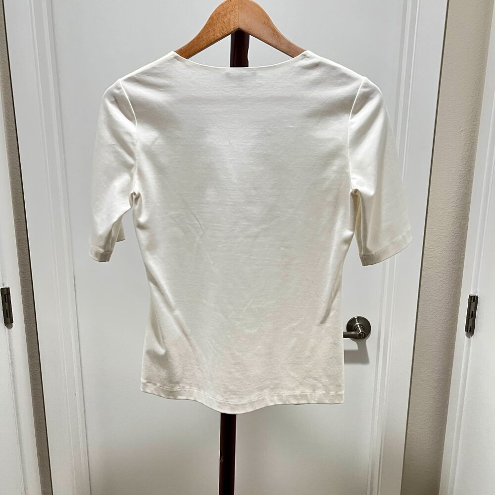 Lafayette 148 - Square Neck Tee Size Small - White - Picture 5 of 6